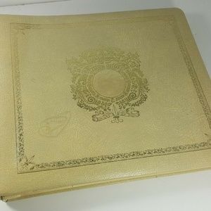 Vintage Our Family Photo Album Cowhide Gold Trim